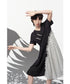 Pin Detail Contrast Wrap Dress